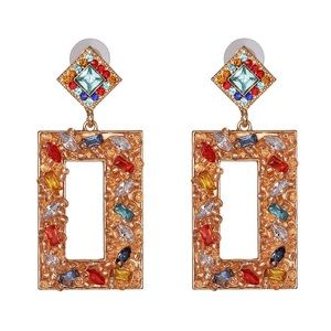 Square Diamond Acrylic Rhinestone Stud Earrings